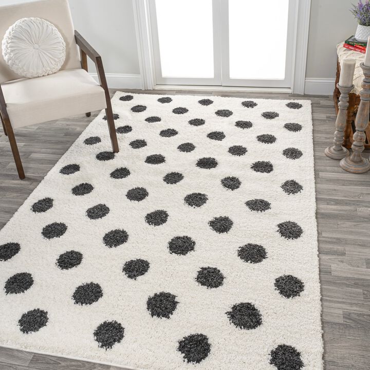 Pere Modern Charcoal Dot Shag Area Rug