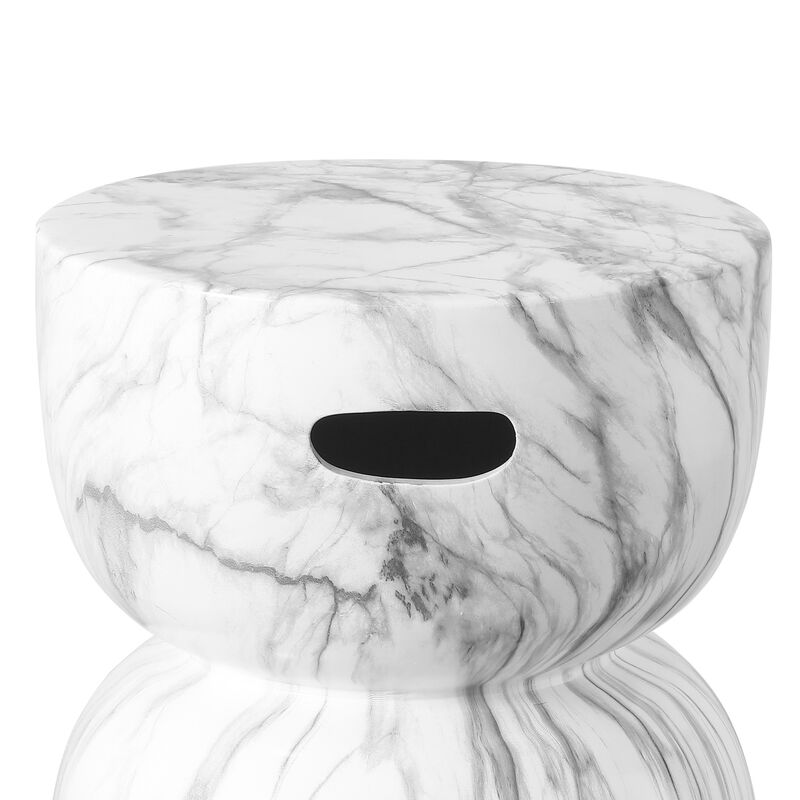 Zakhai Contemporary Modern Marble Glaze Drum Indoor/Outdoor Garden Stool