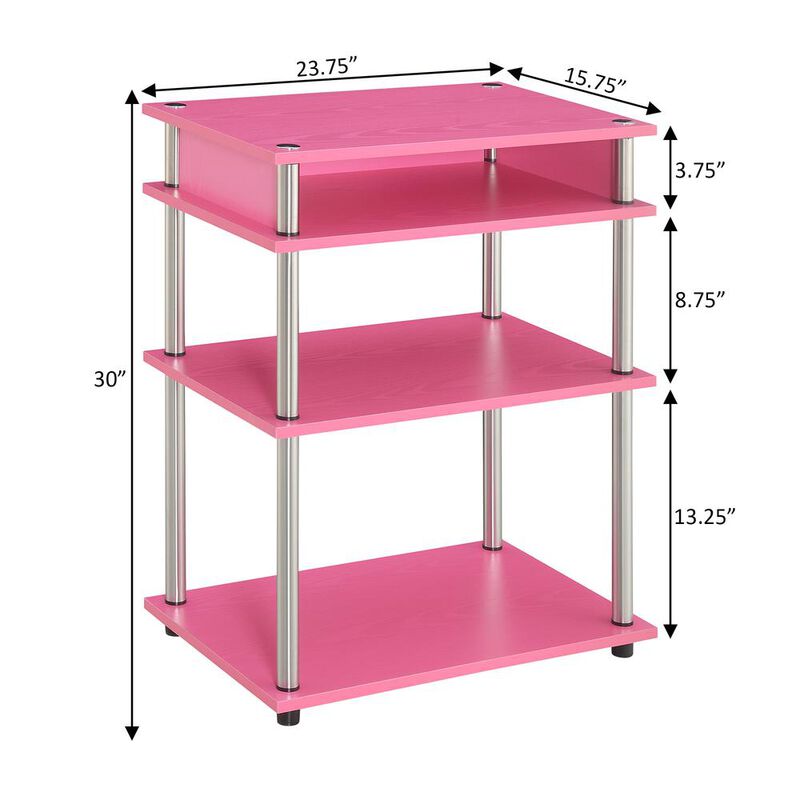 Convenience Concepts Designs2Go No Tools Printer Stand with Shelves, Pink