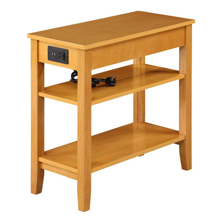 Convenience Concepts American Heritage 1 Drawer Chairside End Table with Charging Station and Shelves