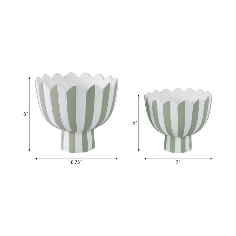 Scallop Edge Striped Planters Set