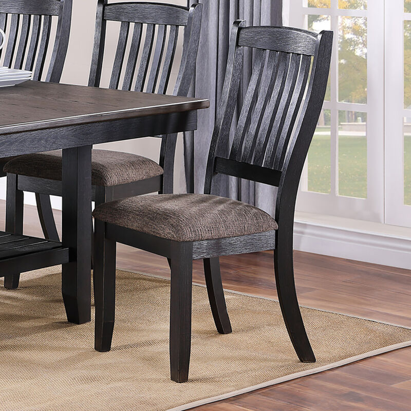 Dark Coffee Fabric Upholstered Side Chairs, Black(Set Of 2)