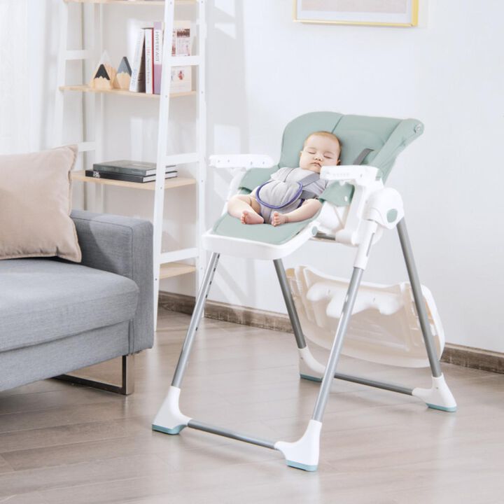 Hivvago Foldable Baby High Chair with Double Removable Trays and Book Holder