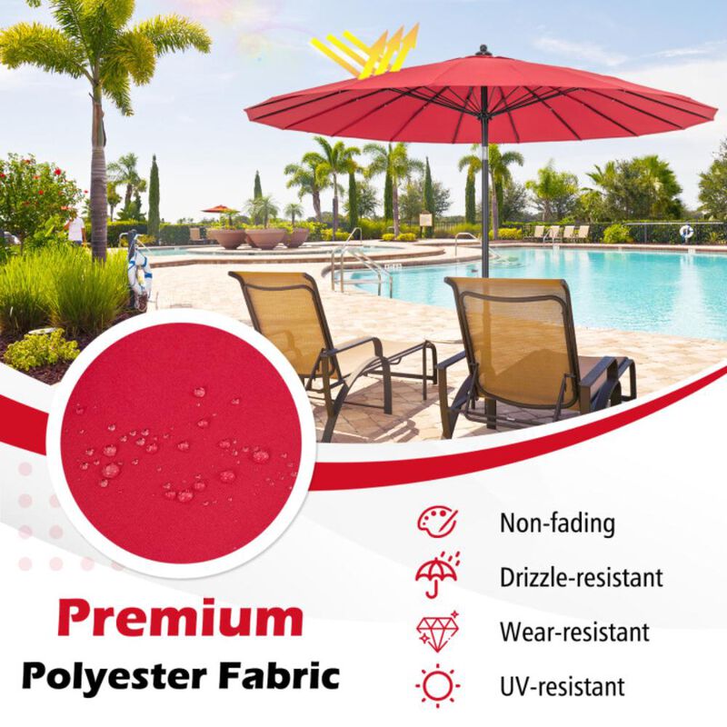 Hivvago 9 Feet Round Patio Umbrella with 18 Fiberglass Ribs