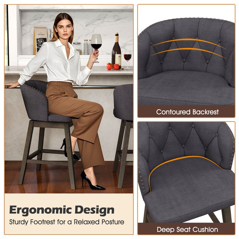 Counter Height Fabric Upholstered Bar Stools Set of 2