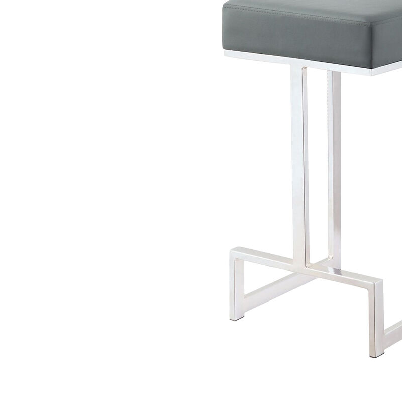 Metal Counter Height Stool, Grey-Benzara
