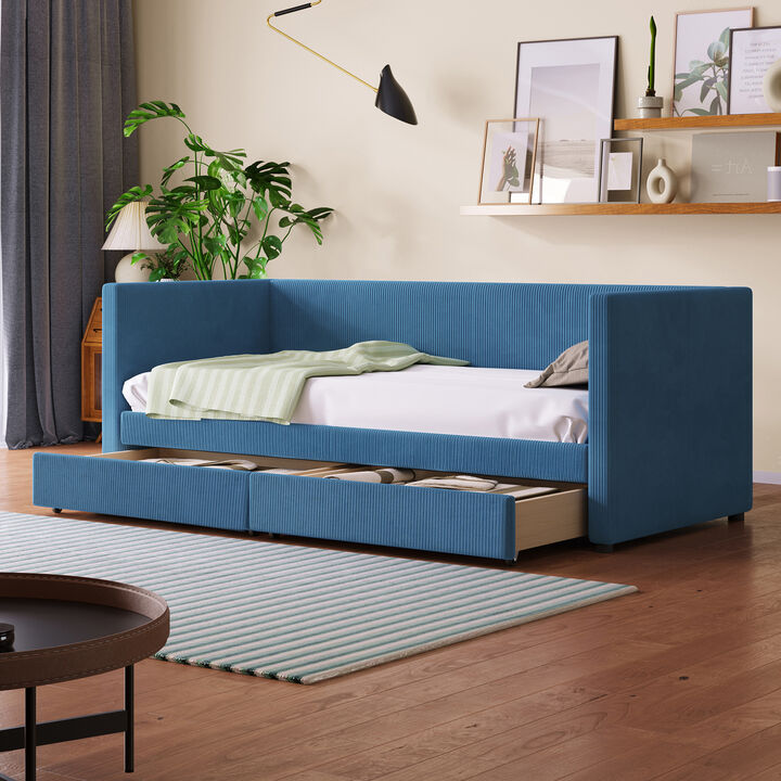 Merax Corduroy Daybed with Two Drawers and Slats