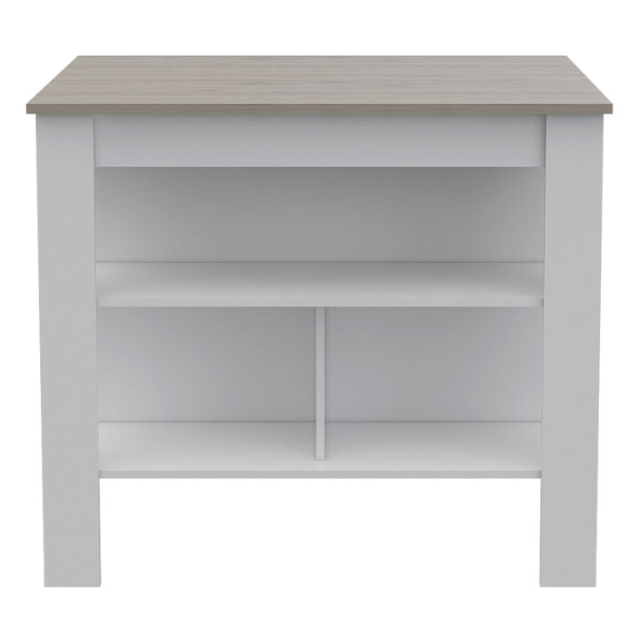 Streamdale Cala Kitchen Island Antibacterial, 3 Shelves, 4 Legs - Gray/White