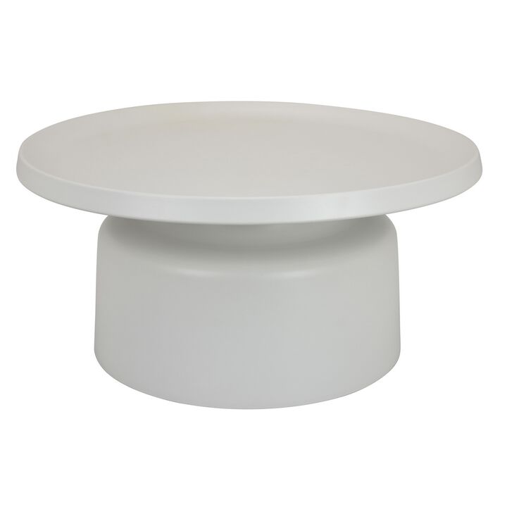 Ricca Plant Stand Table, White Metal, Round 29 Inch Top, Pedestal Base - Benzara