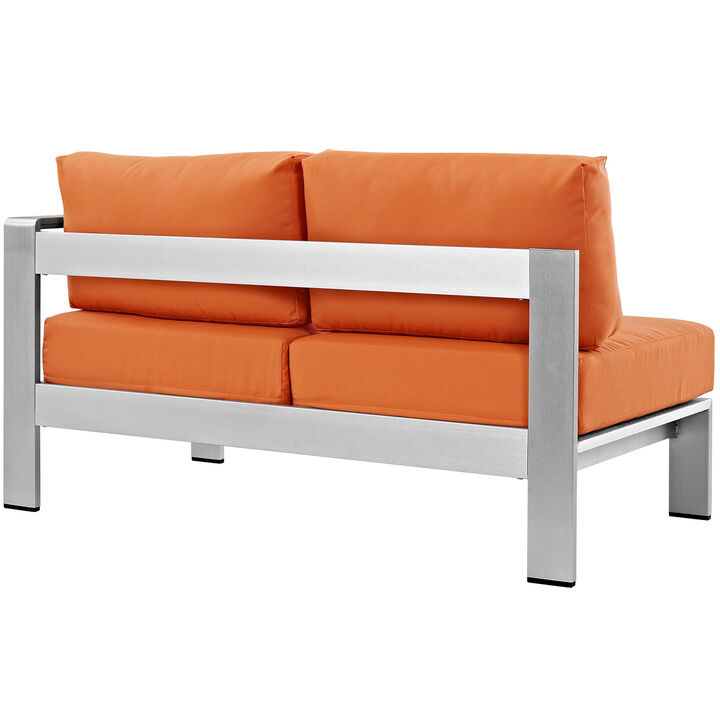 Silver Orange Shore Outdoor Patio Aluminum Right-Arm Loveseat