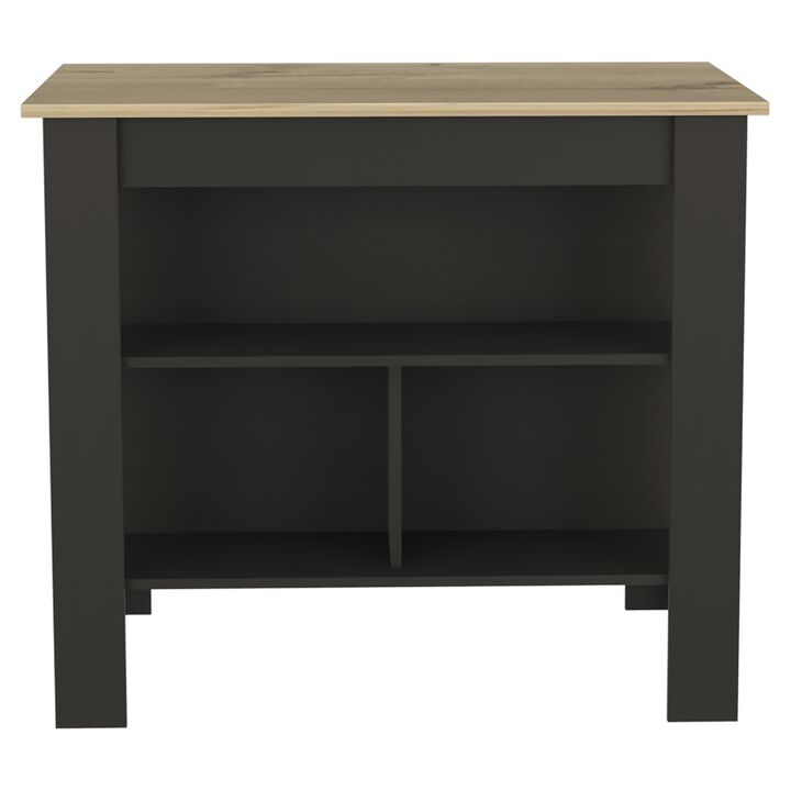 Streamdale Cala Kitchen Island, Four Legs, Three Shelves - Black Light Oak