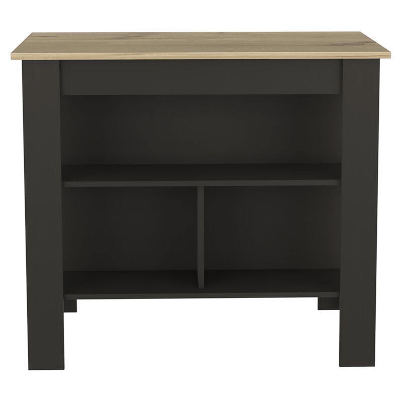 Streamdale Cala Kitchen Island, Four Legs, Three Shelves - Black Light Oak
