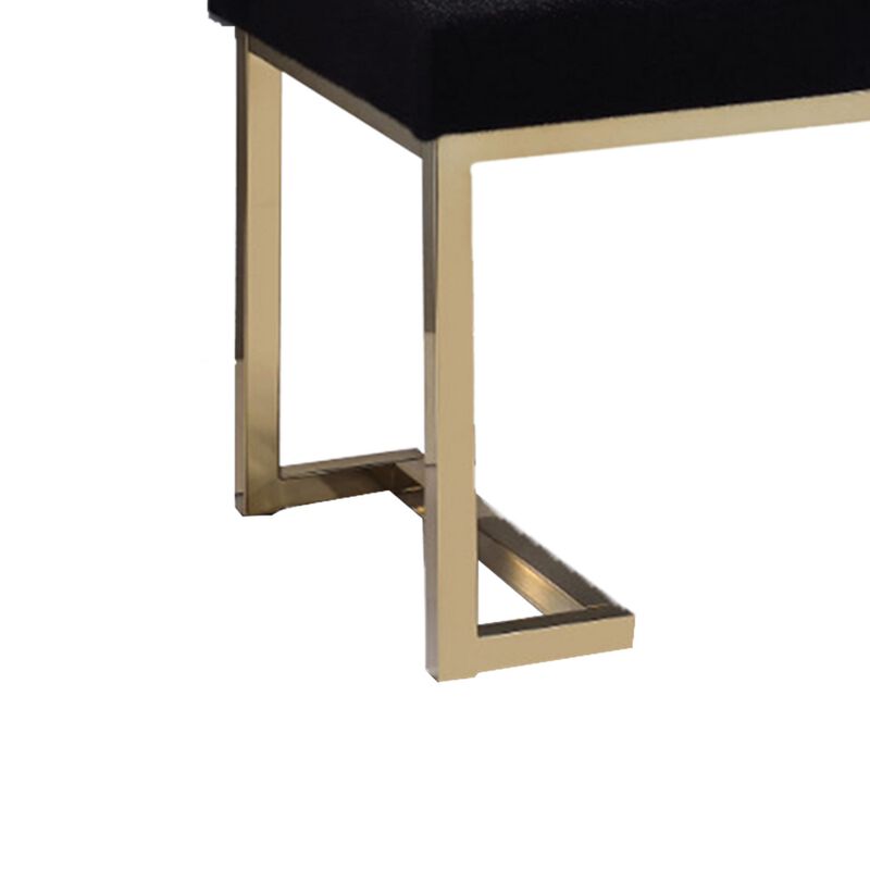 Astonishing Ottoman, Black Fabric & Gold-Benzara