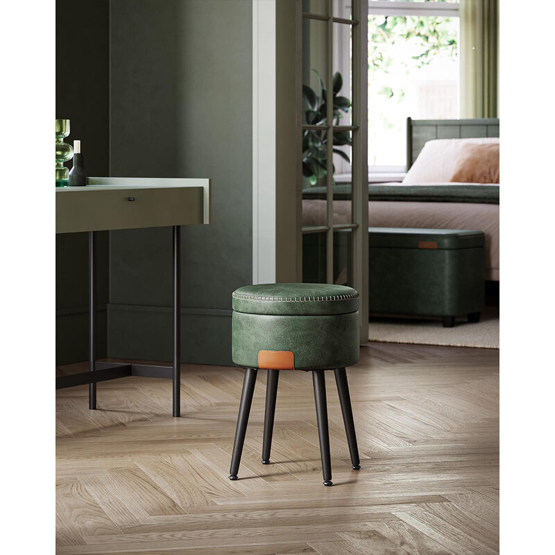 Storage Ottoman Vanity Stool – Compact Upholstered Seat with Hidden Storage