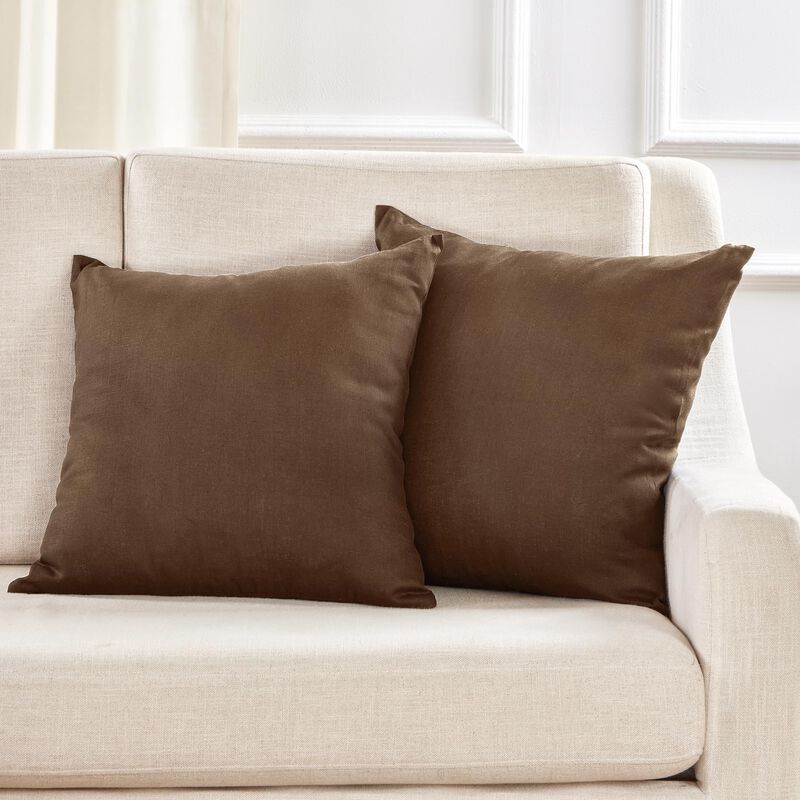 Solino Home Decorative Linen Pillow Cover 20 x 20 Inch - 100% European Flax Throw Pillow Case with Invisible Zipper | Montauk