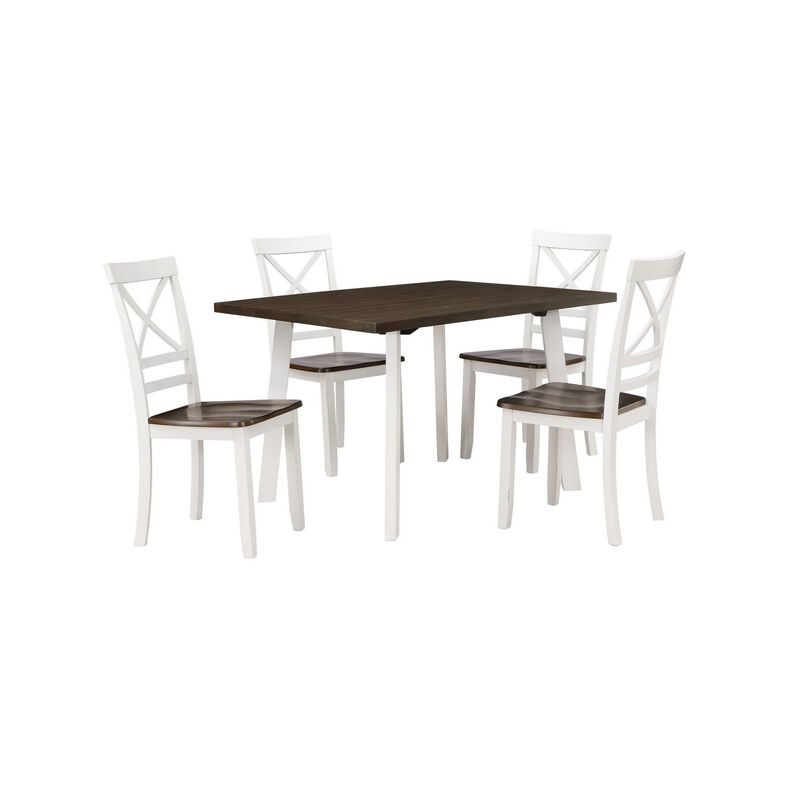 Dera 21 Inch Dining Chair Set of 2, Crossed Back, White Rubberwood Frame - Benzara
