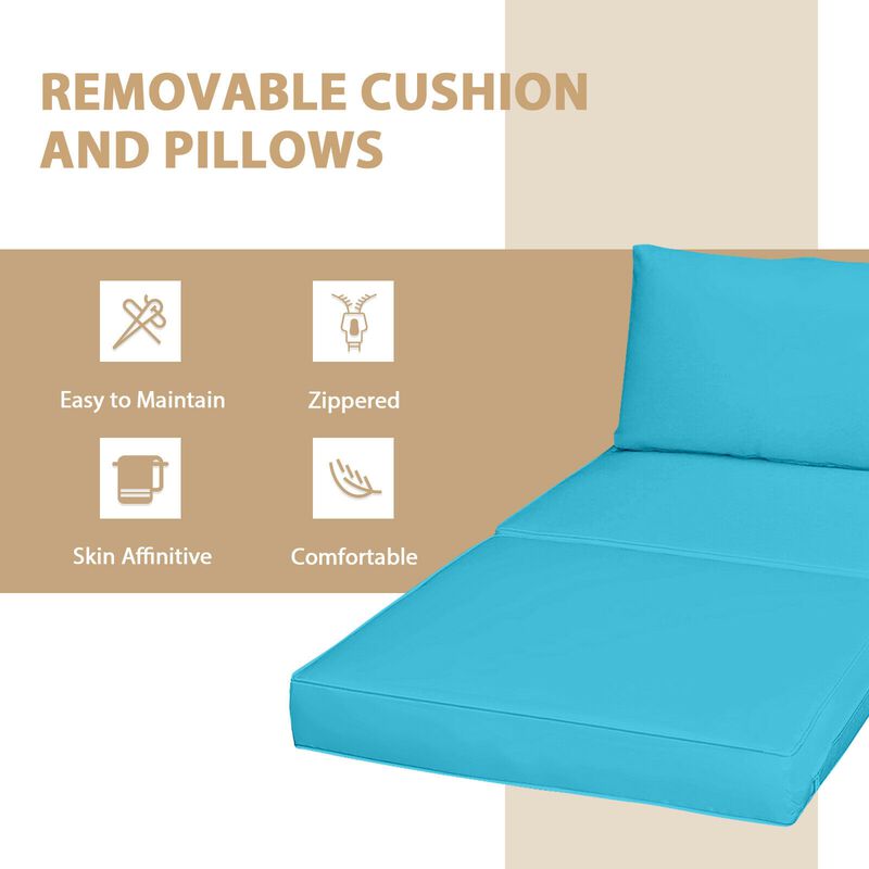 5 Pieces Patio Rattan Furniture Set with Cushioned Armless Sofa
