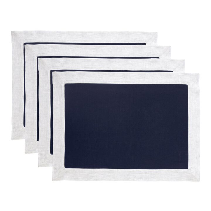 Solino Home 100% Pure Linen 14 x 19 Inch Placemats Set of 4 | Festive Edge