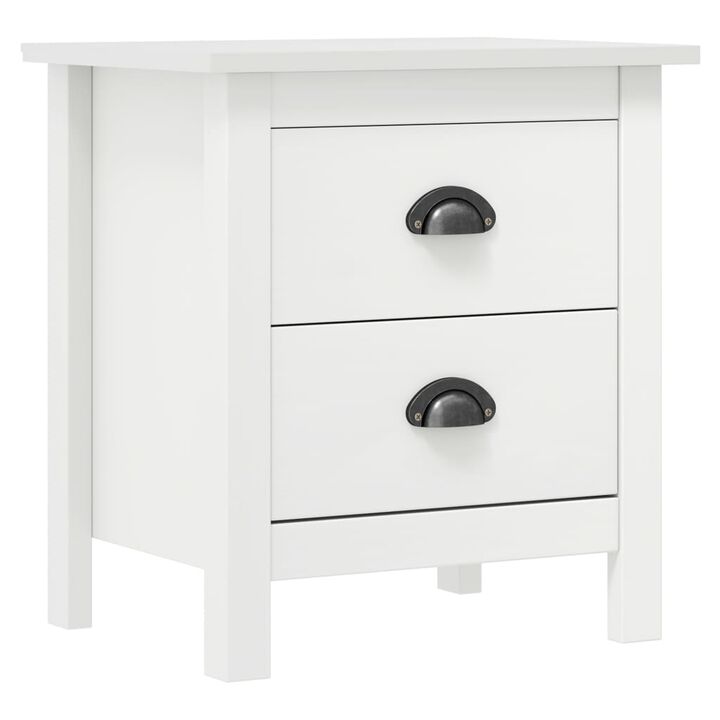 vidaXL Bedside Cabinet Hill 2 pcs White 18.1"x13.8"x19.5" Solid Pine Wood