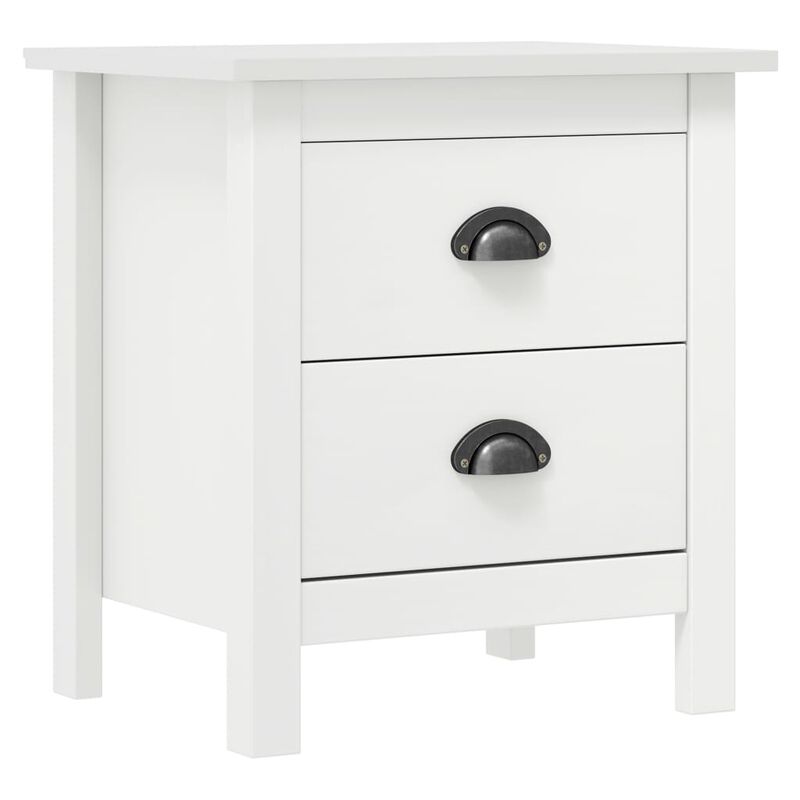 vidaXL Bedside Cabinet Hill 2 pcs White 18.1"x13.8"x19.5" Solid Pine Wood
