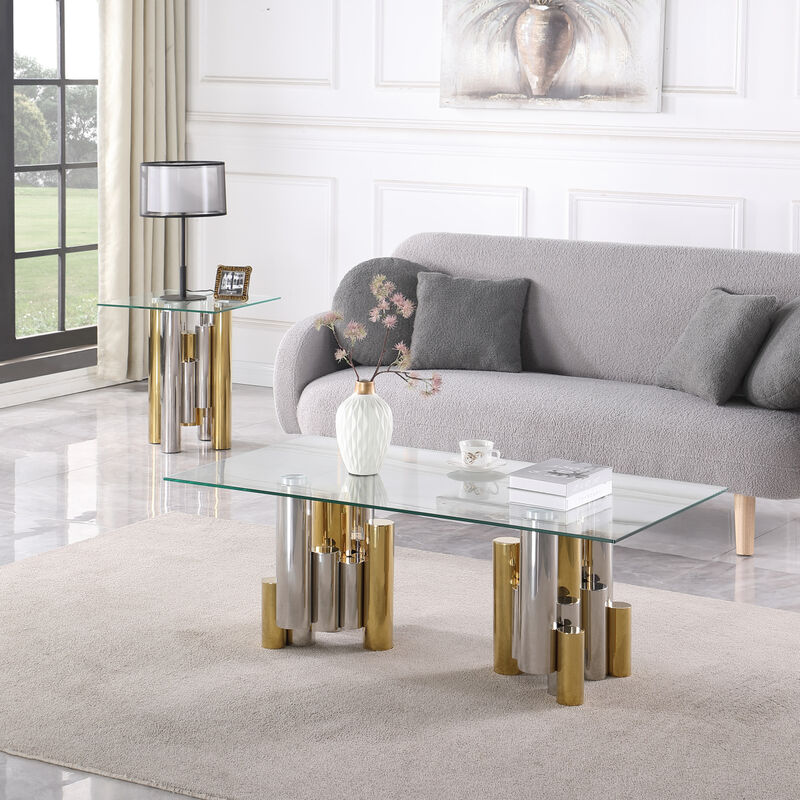 20" Stainless Steel Glass End Table - Modern & Sleek