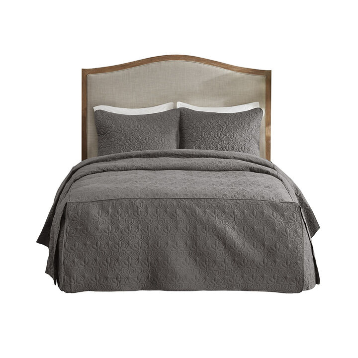 Gracie Mills Sandy 3 Piece Split Corner Classic Pleated Quilted Bedspread Set