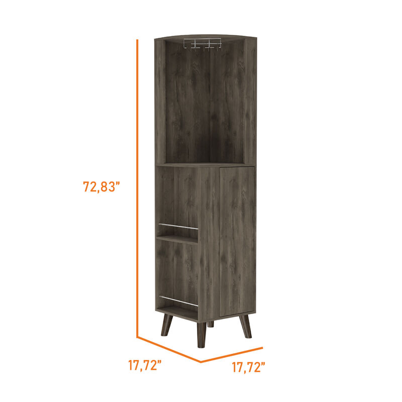 Durham 1-Drawer 2-Shelf Corner Bar Cabinet Dark Brown
