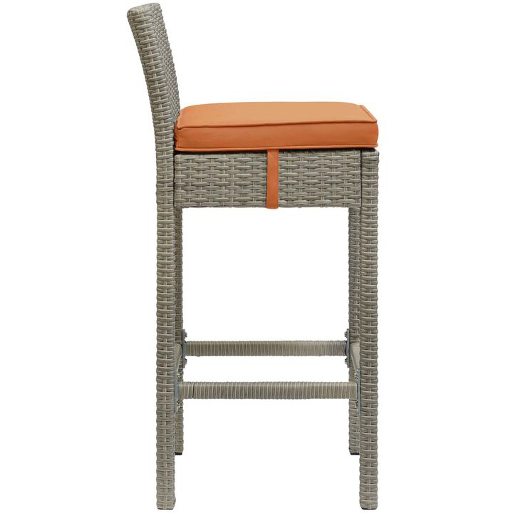 Conduit Outdoor Patio Wicker Rattan Bar Stool - Light Gray Orange