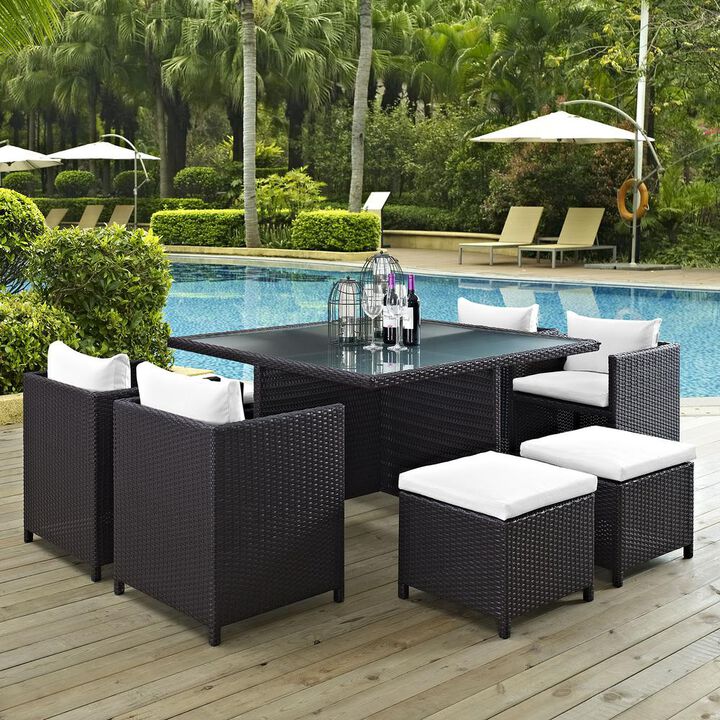 Inverse 9 Piece Outdoor Patio Dining Set - Espresso White