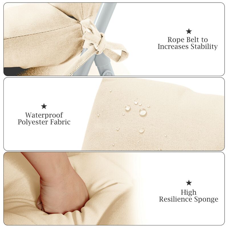 Tufted Patio High Back Chair Cushion with Non-Slip String Ties