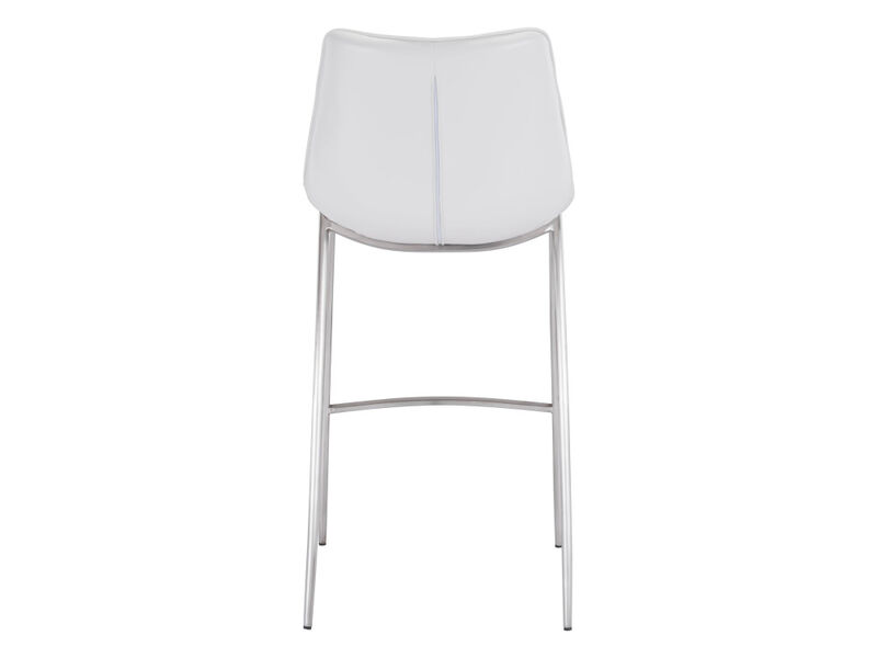 Magnus Barstool (Set of 2) White & Silver