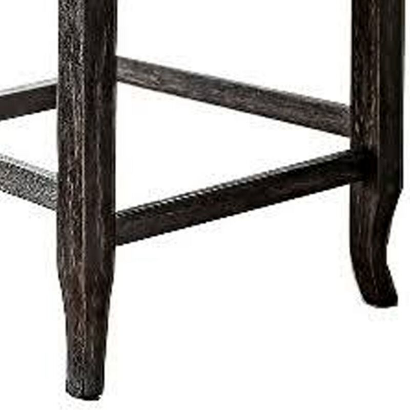Bega 24 Inch Counter Height Chair, Set of 2, Wingback, Tufted, Light Gray-Benzara
