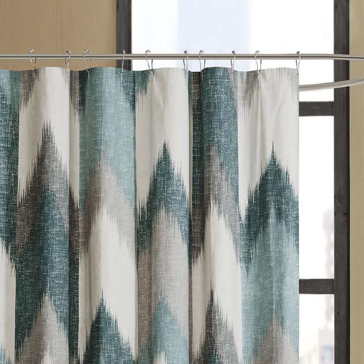 Belen Kox Aqua Broken Chevron Printed Shower Curtain, Belen Kox