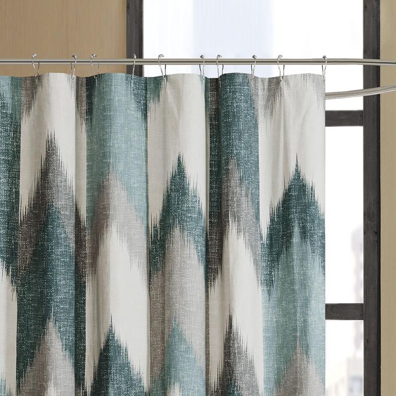 Belen Kox Aqua Broken Chevron Printed Shower Curtain, Belen Kox