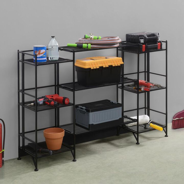 Convenience Concepts Xtra Storage 3 Tier Folding Metal Shelves with Set of 3 Extension Shelves