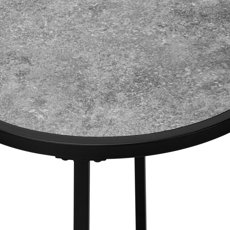 Monarch Specialties I 2206 Accent Table, Side, Round, End, Nightstand, Lamp, Living Room, Bedroom, Metal, Laminate, Grey, Black, Contemporary, Modern