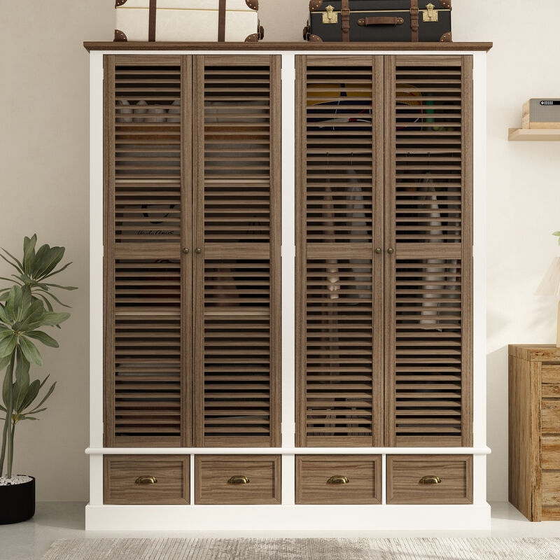 FUFU&GAGA Modern Wardrobe Armoire  with Adjustable Shelves and Spacious Drawers,(63" W x 19.7" D x 74.8"H),Brown