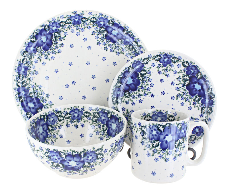 Blue Rose Polish Pottery Melanie 4 Piece Place Setting - Service for 1