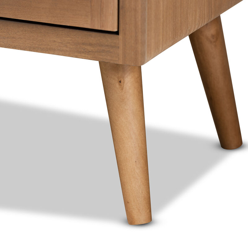 Baxton Studio Alina Mid Century Medium Oak Finished Wood 2 Door Accent Storage Cabinet