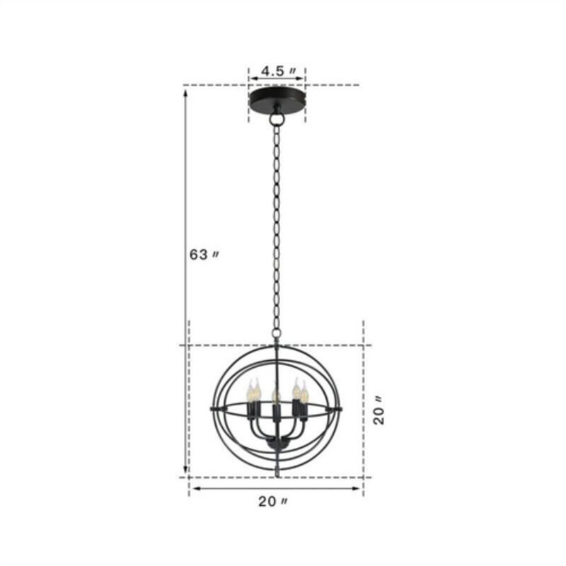 5-Light Industrial Rotating Metal Chandelier for Dining Room