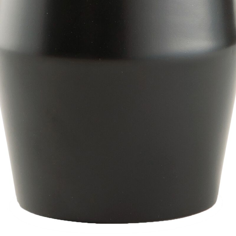 Ezra 20 Inch Decorative Flower Vase, Angular Gold Handle, Black Metal -