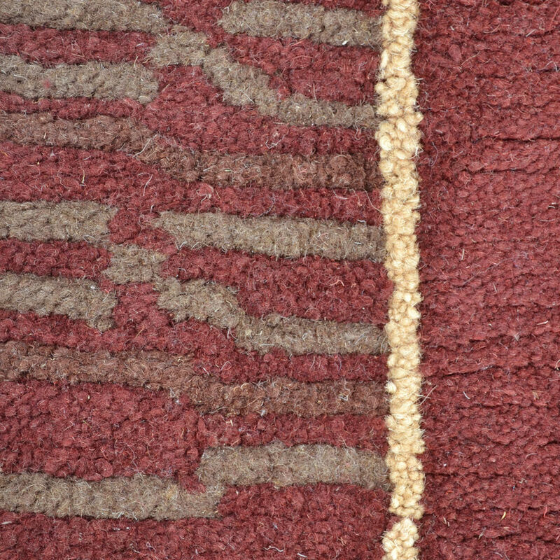 Rugsotic Carpets Hand Knotted Tibbati Wool 6'x9' Area Rug Contemporary Red T00206