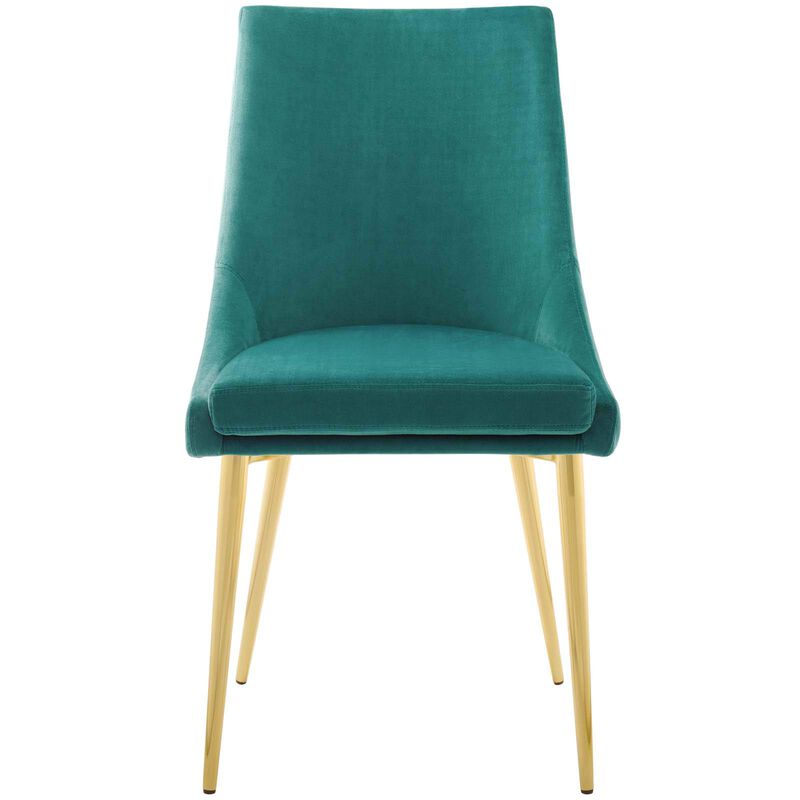Modway Viscount Modern Accent Performance Velvet Dining Chair, Teal