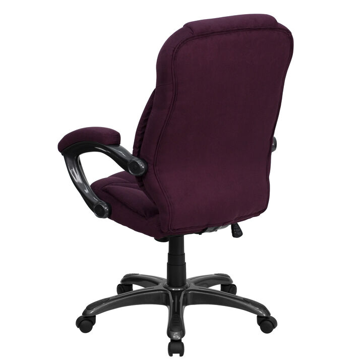 Jessie High Back Grape Microfiber Contemporary Executive Swivel Ergonomic Office Chair with Arms