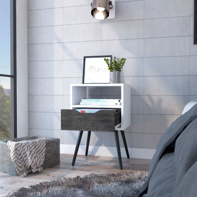 Nightstand Fugaz, Bedroom, Smoky Oak / White
