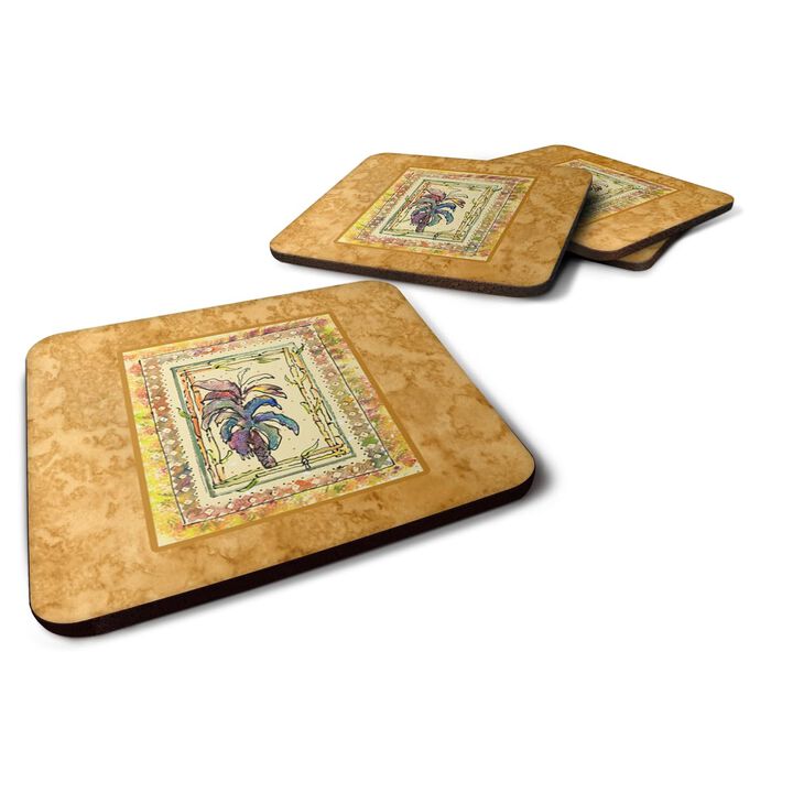 Caroline's Treasures 8615FC Palm Tree Foam Coasters (Set of 4), 3.5 H x 3.5 W, Multicolor
