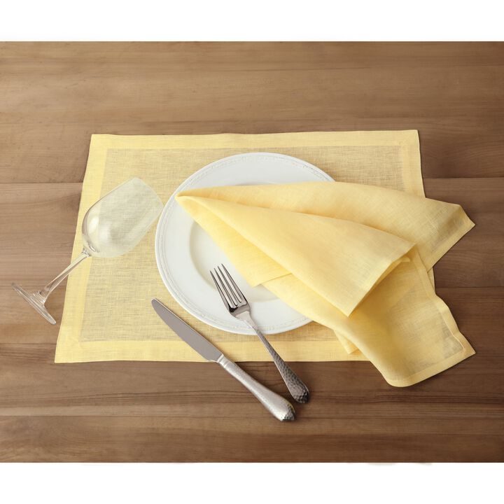 Solino Home 100% Pure Linen Placemats 14 x 19 Inch Set of 4 | Fete