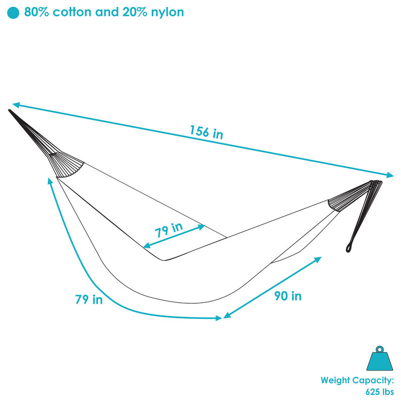Sunnydaze 2-Person Woven Cotton/Nylon Hammock with Steel Stand - Blue