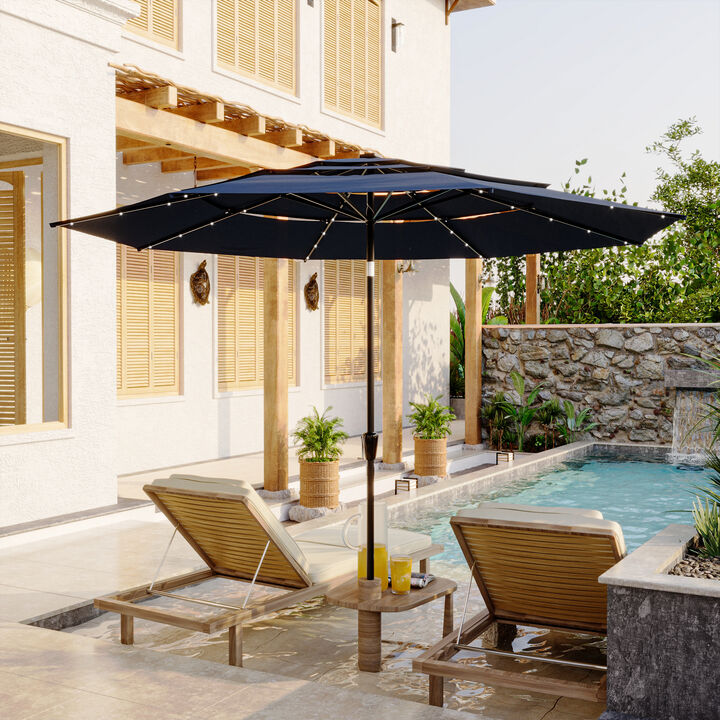 FUFU&GAGA 11ft Outdoor 3-Tier Patio Umbrella with 32 Solar Lights, Adjustable Tilt & Crank (130" W x 130" D x 98.4" H)