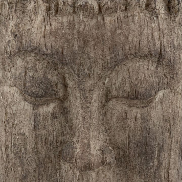 12 Inch Buddha Head Sculpture, Calming Accent Decoration, Polyresin, Brown-Benzara